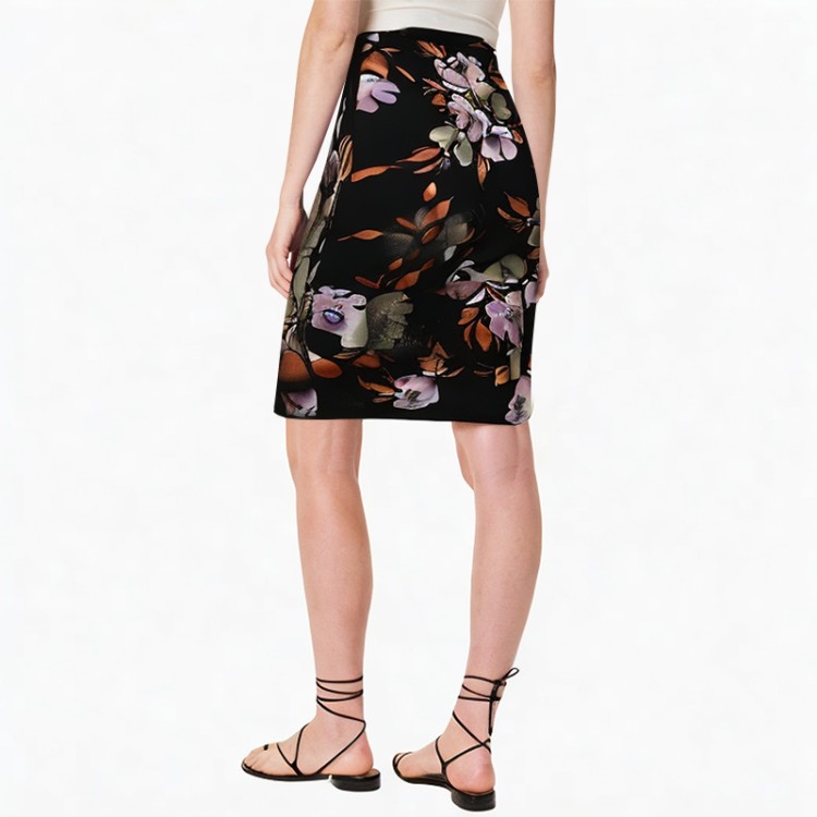 Printed versatile high-waisted loose elastic A-line skirt