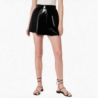 Sexy short skirt high waist slit tight black