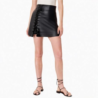 High waist matte leather skirt feminine short skirt