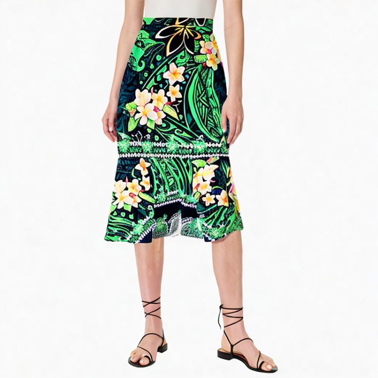 Mermaid skirt style Hawaiian print women's skirt
