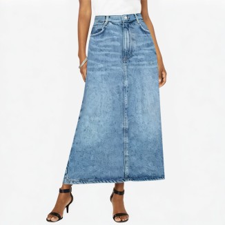 Casual retro slim zipper long skirt