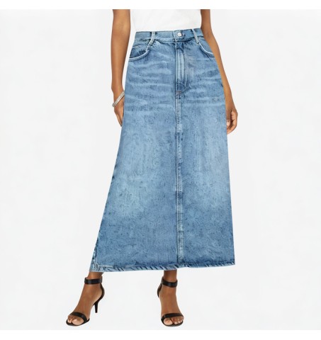 Casual retro slim zipper long skirt