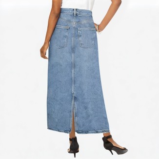 Casual retro slim zipper long skirt