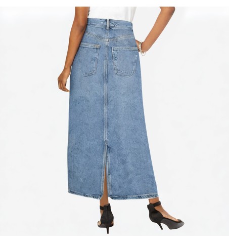 Casual retro slim zipper long skirt