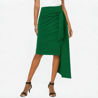 Green retro pleated skirt casual high waist skirt