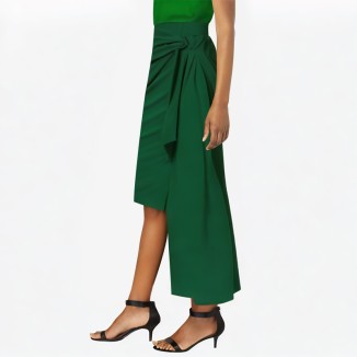 Green retro pleated skirt casual high waist skirt