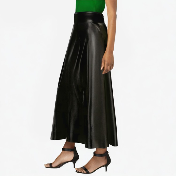 Black high-waist matte leather mini skirt