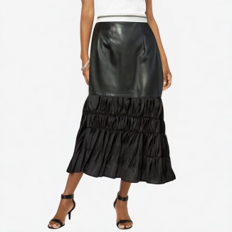 High waist slim solid color matte skirt