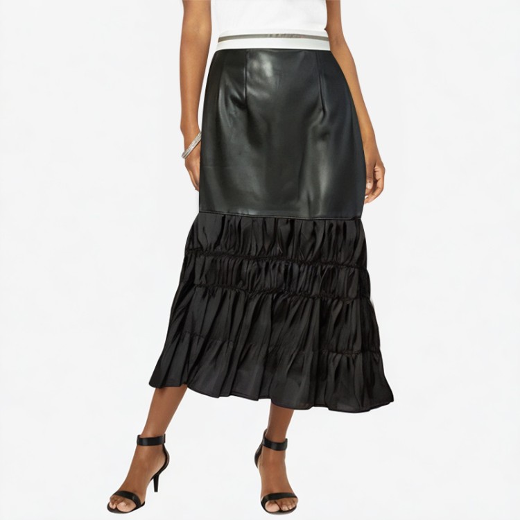 High waist slim solid color matte skirt