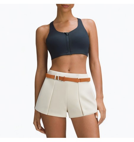 White soft belt casual pants