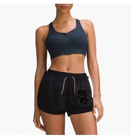 Black breathable cotton sports shorts