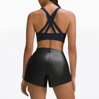 Black high-waisted leather shorts