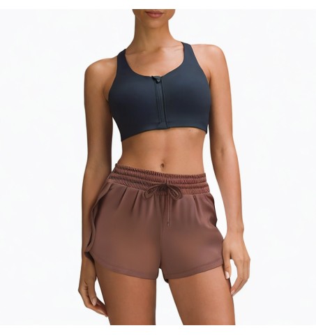 High waist drawstring elastic band casual shorts