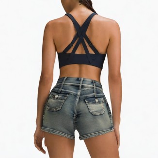 Fashion heavy washed distressed denim shorts