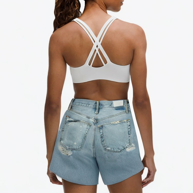 Breathable distressed retro denim shorts