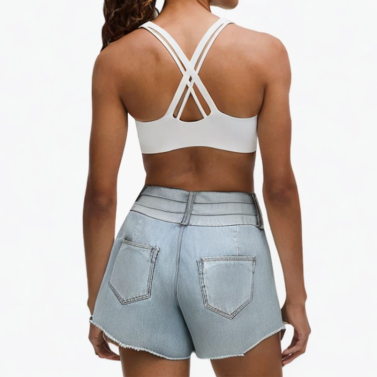 Street high waist slim denim shorts