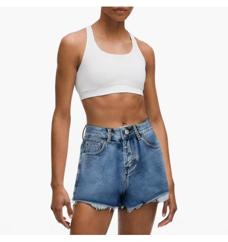 mid-waist street style denim shorts