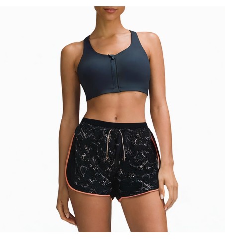 black breathable drawstring sports shorts