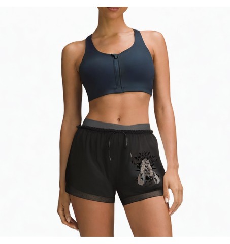 High waist breathable printed sports shorts