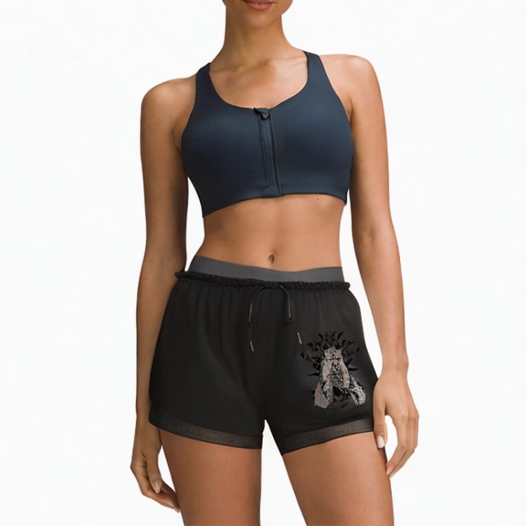 High waist breathable printed sports shorts