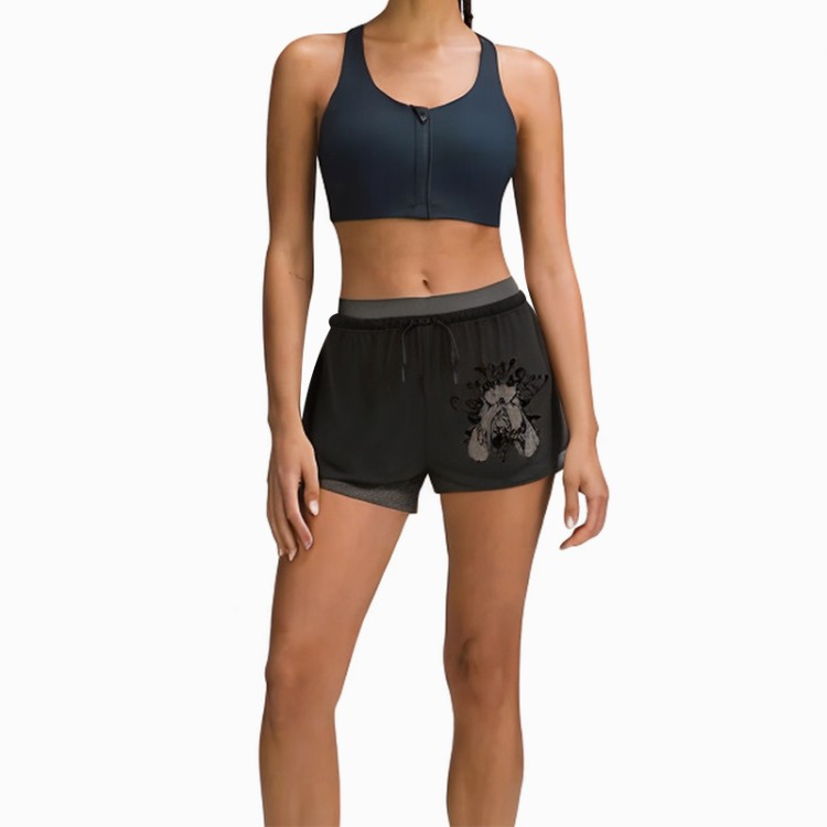 High waist breathable printed sports shorts