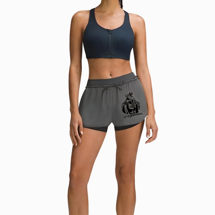 Gray pattern printed sports shorts