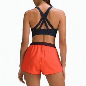 Orange high-waisted printed sports shorts