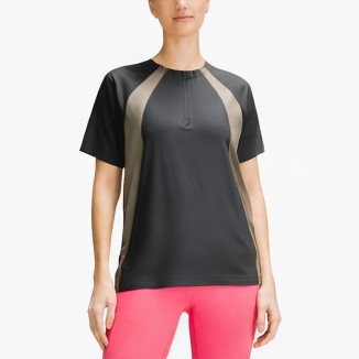 Zipper round neck hiking t-shirt