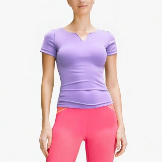 V-neck solid color slim sexy T-shirt