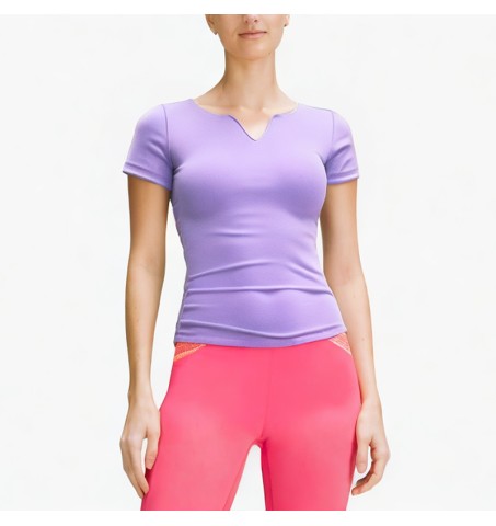 V-neck solid color slim sexy T-shirt