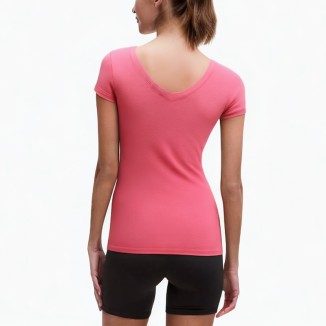 Soft plain deep V-neck breathable T-shirt