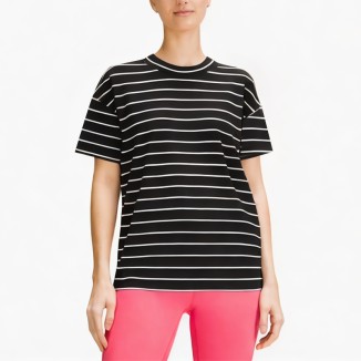 horizontal striped black comfortable T-shirt