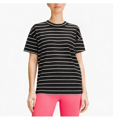 horizontal striped black comfortable T-shirt