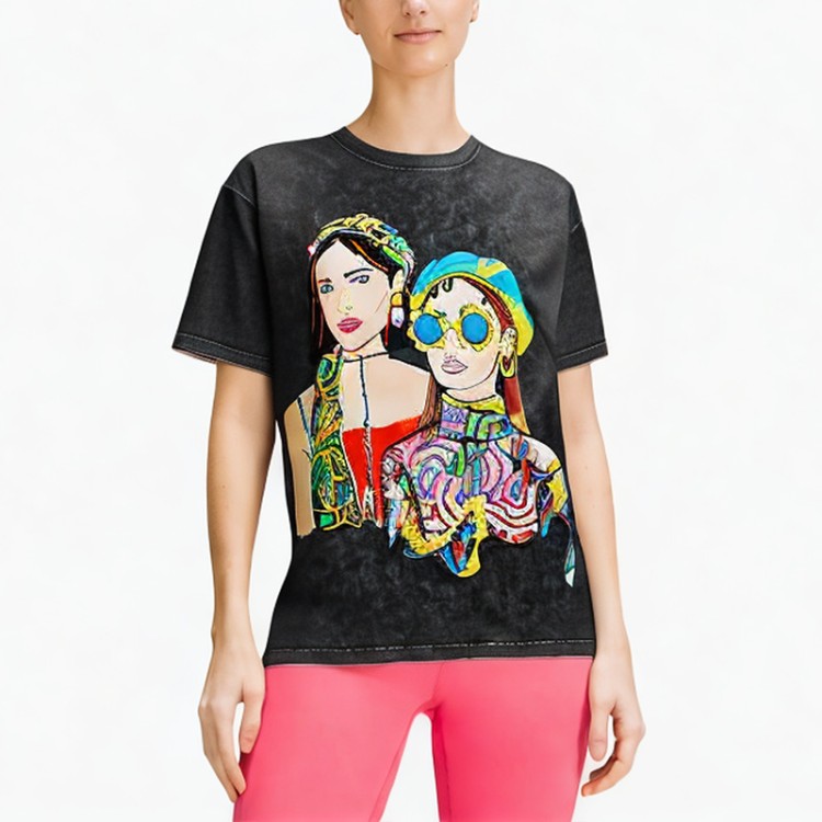 solid color comfortable retro acid-washed t-shirt