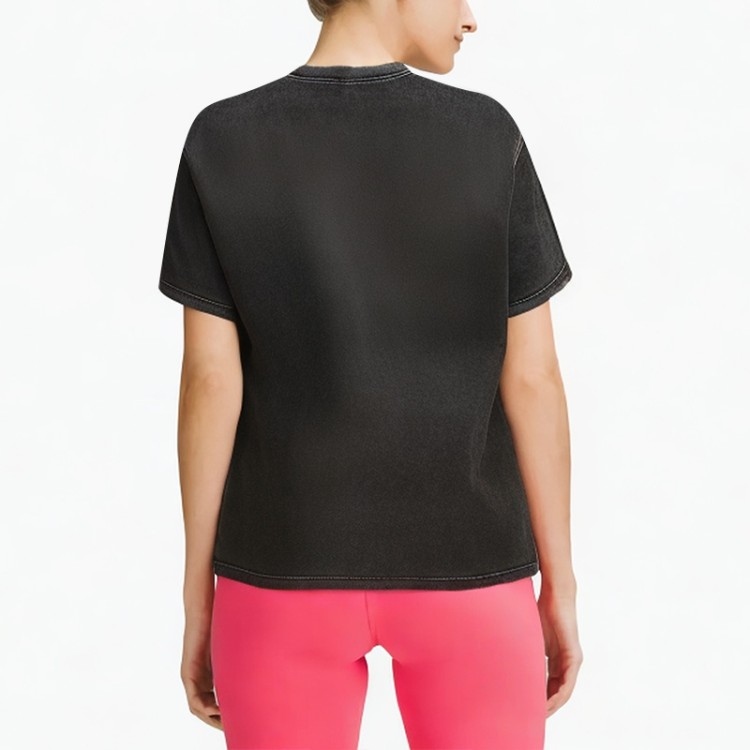 solid color comfortable retro acid-washed t-shirt