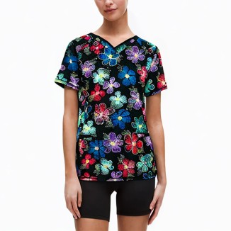 pattern v-neck printed short-sleeved T-shirt