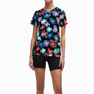 pattern v-neck printed short-sleeved T-shirt