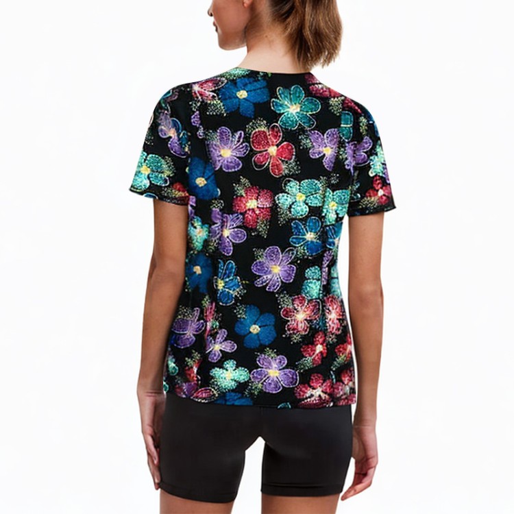 pattern v-neck printed short-sleeved T-shirt