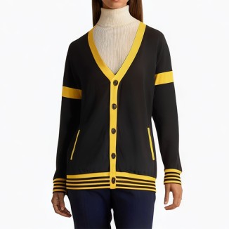 Yellow striped v-neck sweater cardigan