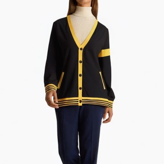 Yellow striped v-neck sweater cardigan
