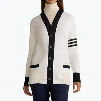 White casual fashion single-breasted knitted cardigan