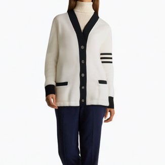 White casual fashion single-breasted knitted cardigan
