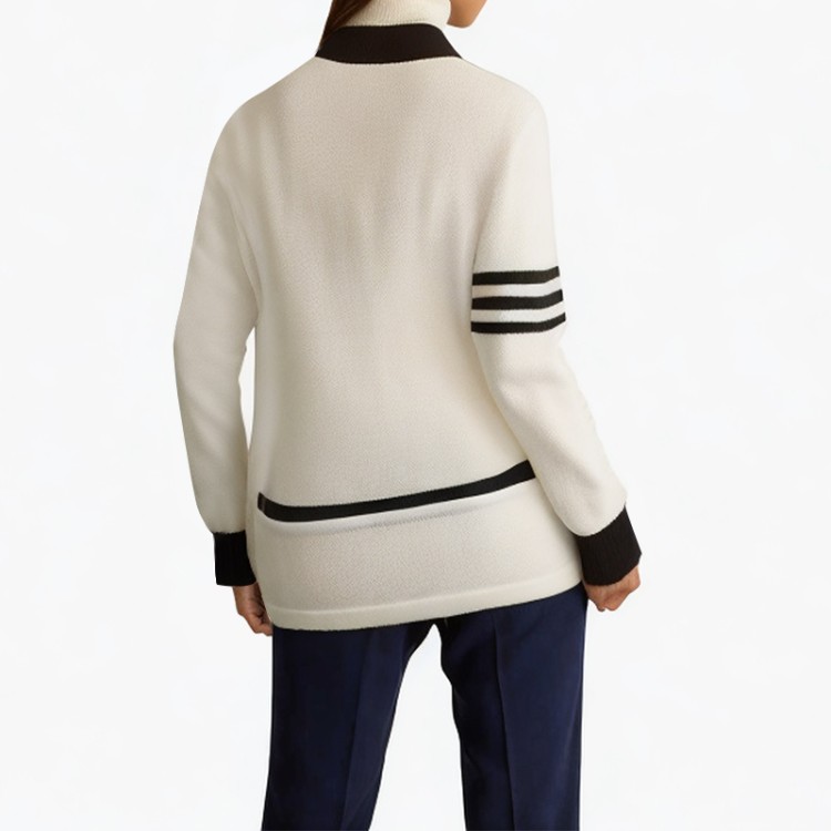 White casual fashion single-breasted knitted cardigan