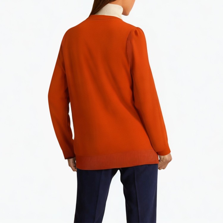 Orange v-neck lightweight knitted button cardigan