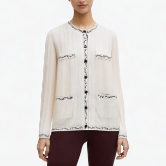 Off-white breathable women's cardigan sweater
