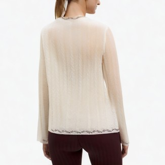 Off-white breathable women's cardigan sweater