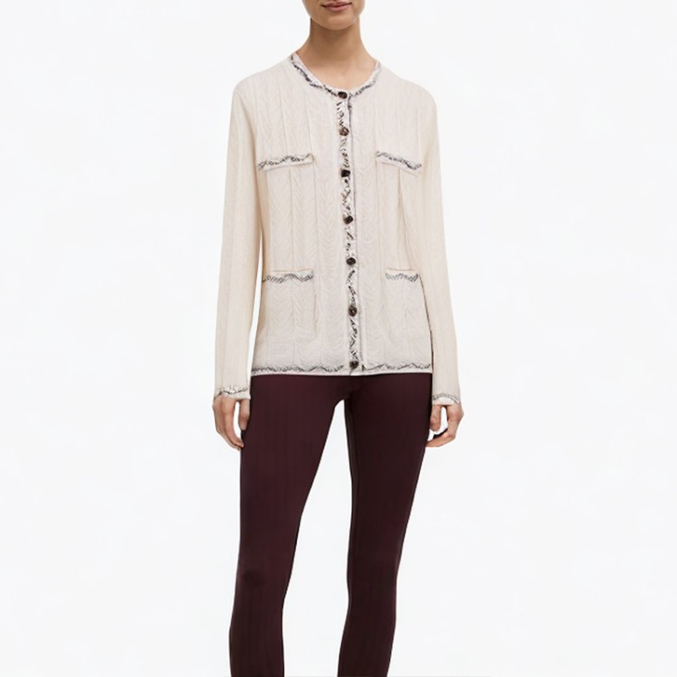 Off-white breathable women's cardigan sweater