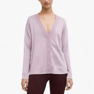lavender comfortable knitted button cardigan