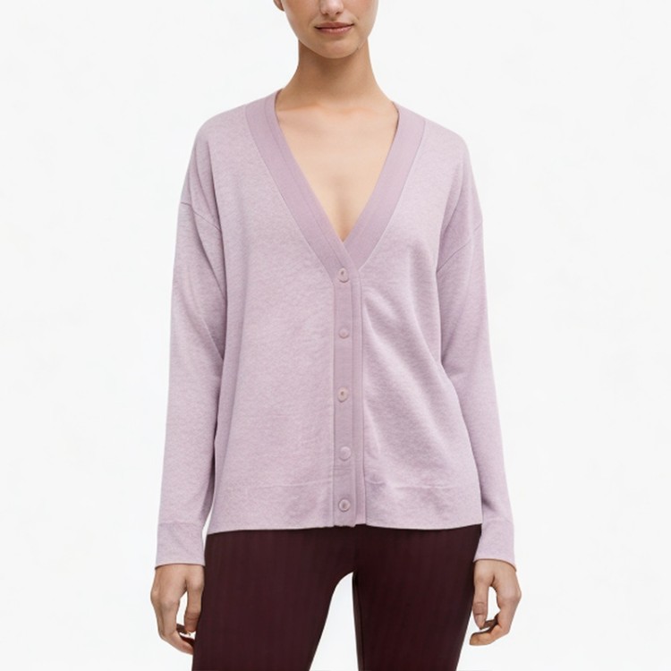 lavender comfortable knitted button cardigan