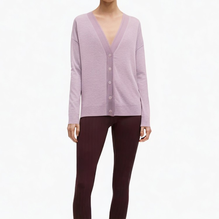 lavender comfortable knitted button cardigan